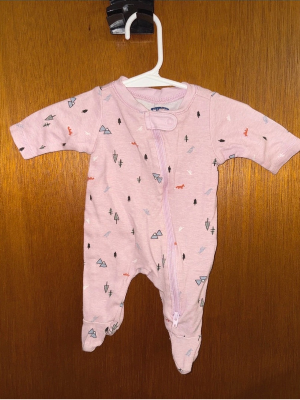 Old Navy Pink Footed One-Piece with Forest & Fox Print